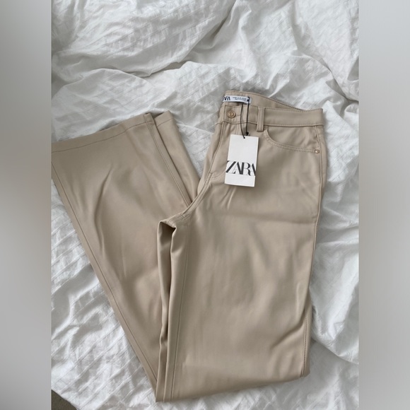 Zara Straight Leg Faux Leather Pants - Picture 2 of 6